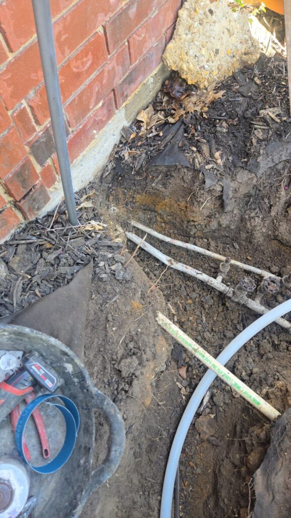 new water line pipe in trench Mesquite TX